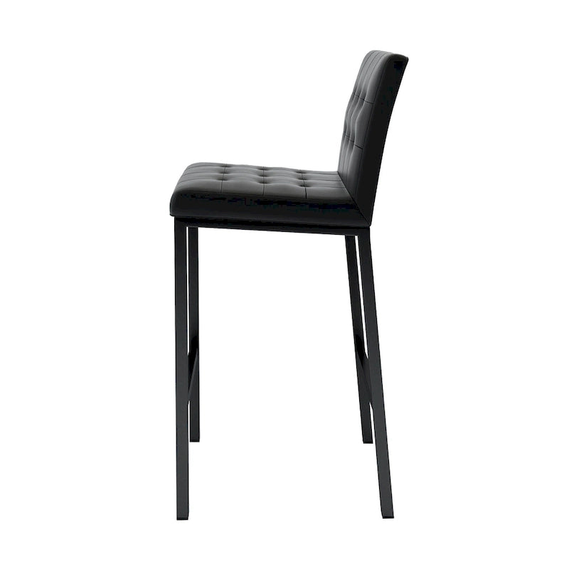 Tabourets de bar hauts modernes (lot de 2), sièges de cuisine avec dossier en PU, chaises de jeu avec pieds et repose-pieds en métal