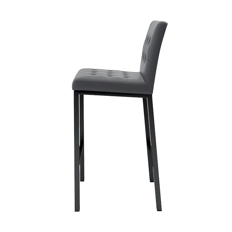 Tabourets de bar hauts modernes (lot de 2), sièges de cuisine avec dossier en PU, chaises de jeu avec pieds et repose-pieds en métal