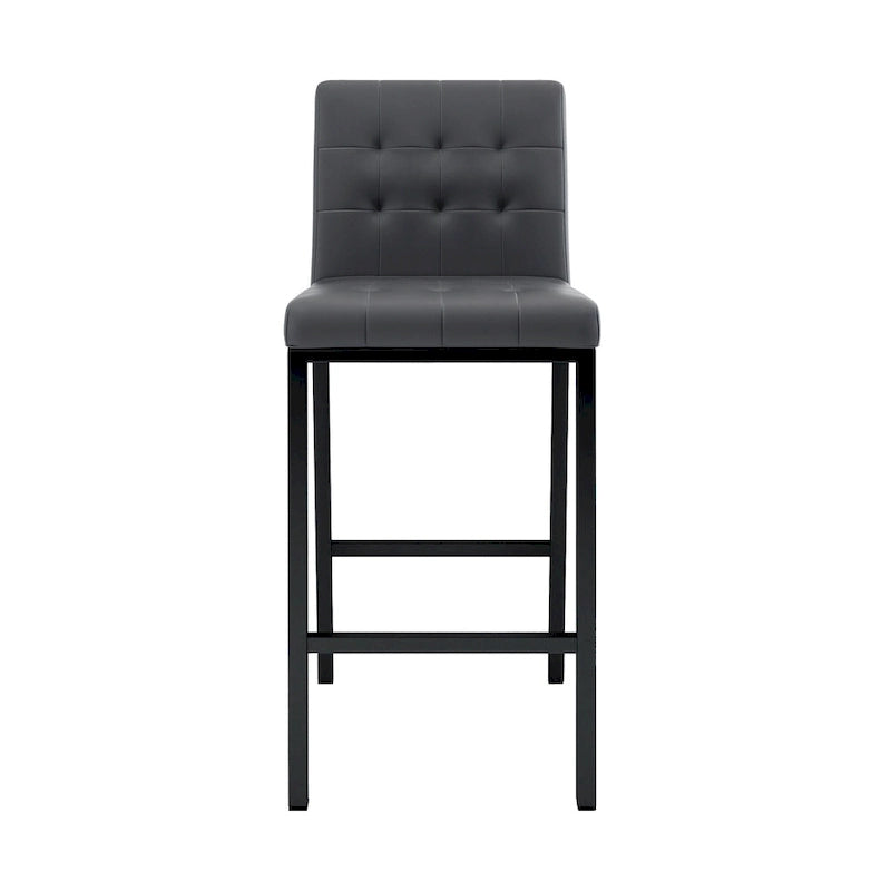 Tabourets de bar hauts modernes (lot de 2), sièges de cuisine avec dossier en PU, chaises de jeu avec pieds et repose-pieds en métal