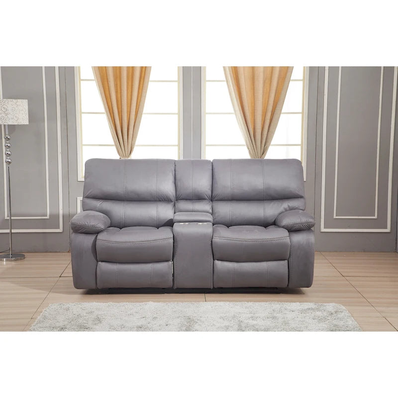 Causeuse 2 places inclinable manuelle en microfibre avec console 8007