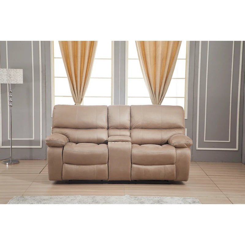 Causeuse 2 places inclinable manuelle en microfibre avec console 8007