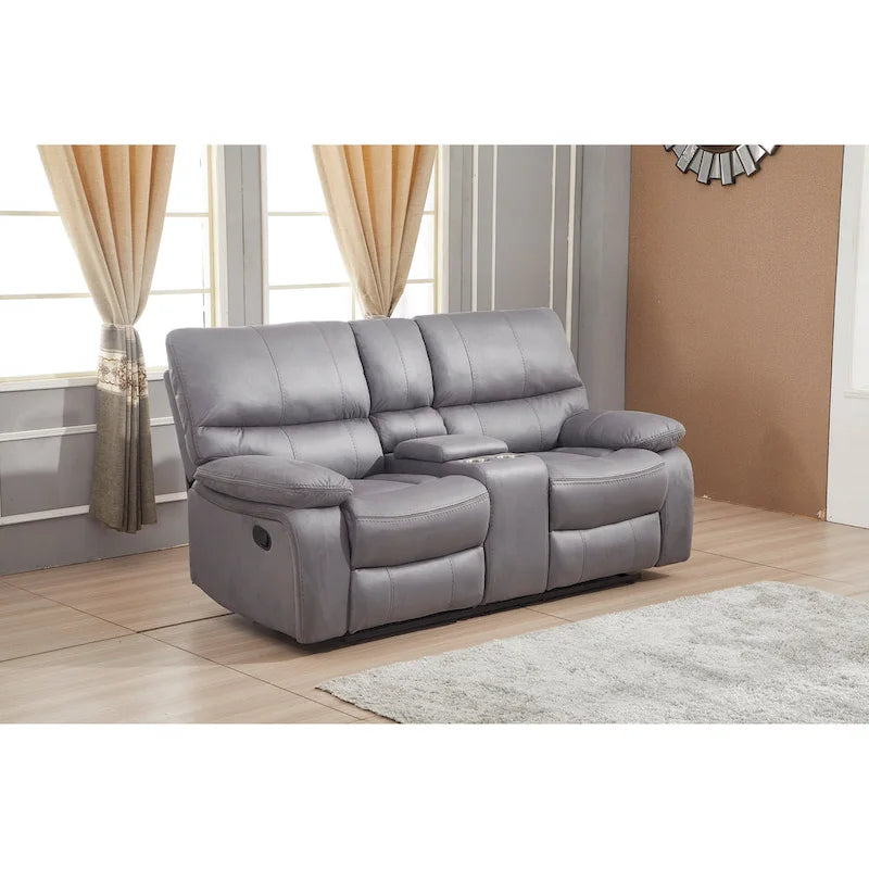 Causeuse 2 places inclinable manuelle en microfibre avec console 8007