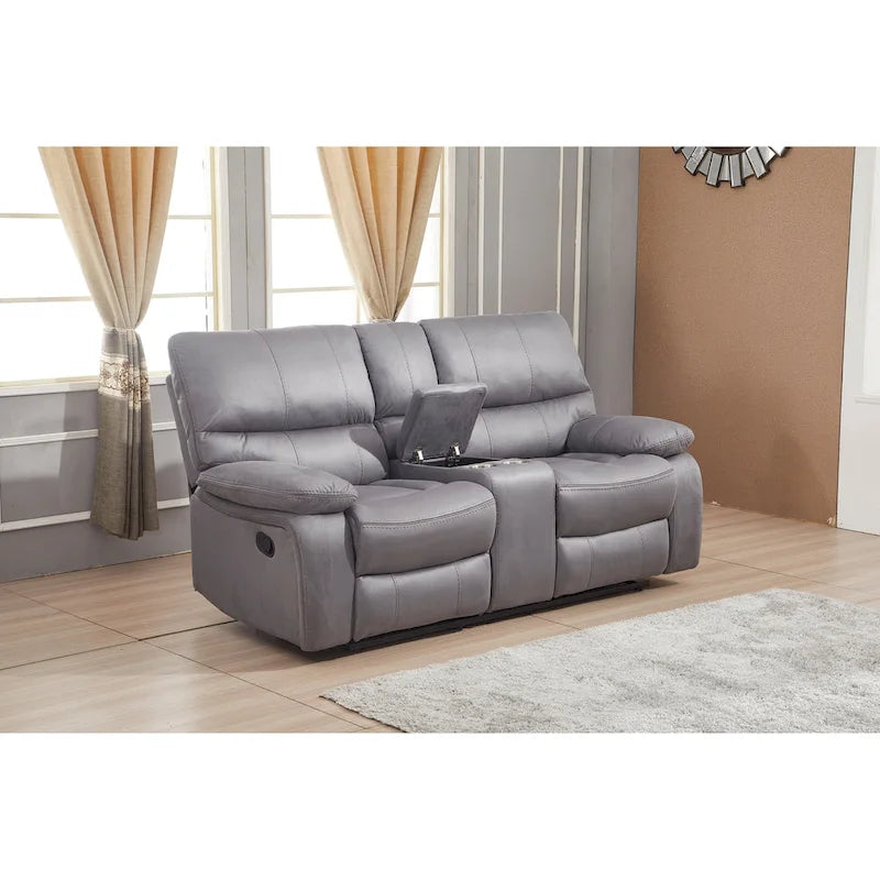 Causeuse 2 places inclinable manuelle en microfibre avec console 8007