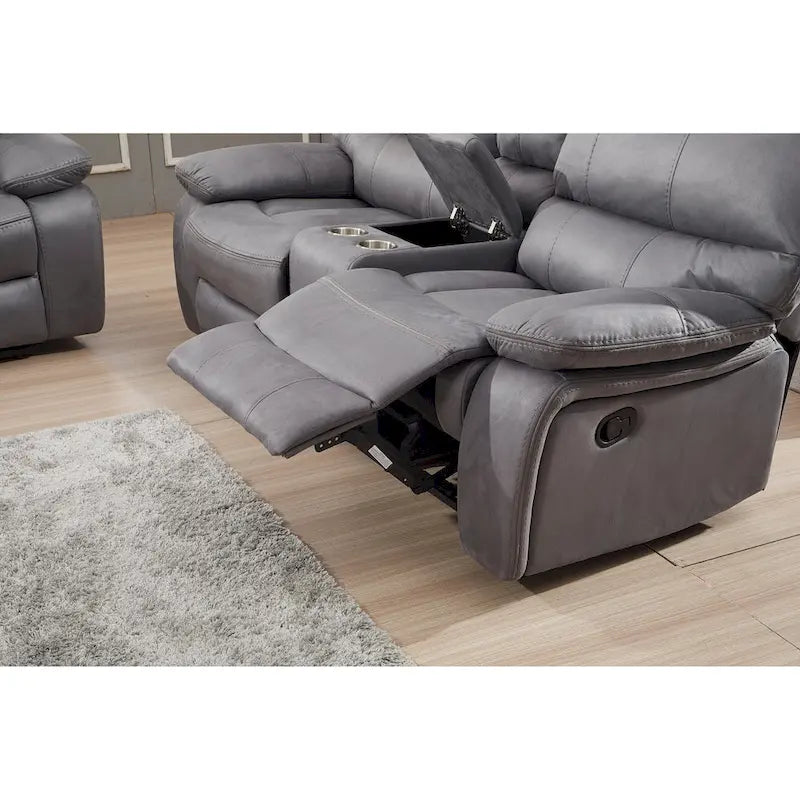 Causeuse 2 places inclinable manuelle en microfibre avec console 8007