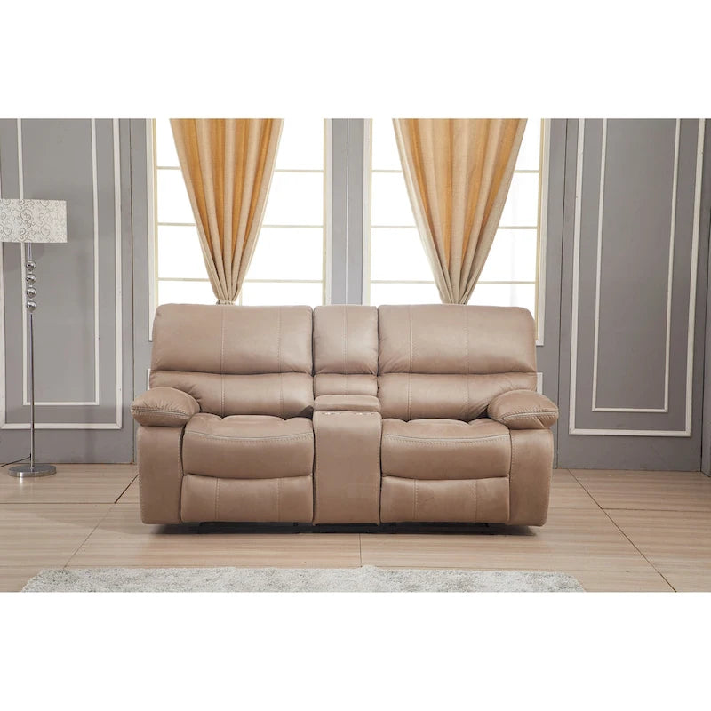 Causeuse 2 places inclinable manuelle en microfibre avec console 8007