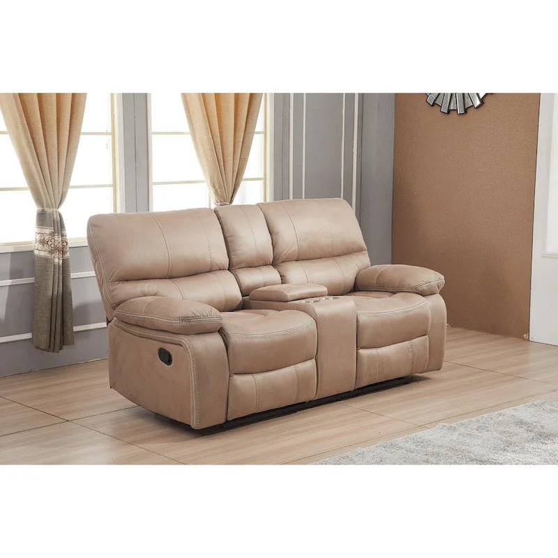 Causeuse 2 places inclinable manuelle en microfibre avec console 8007