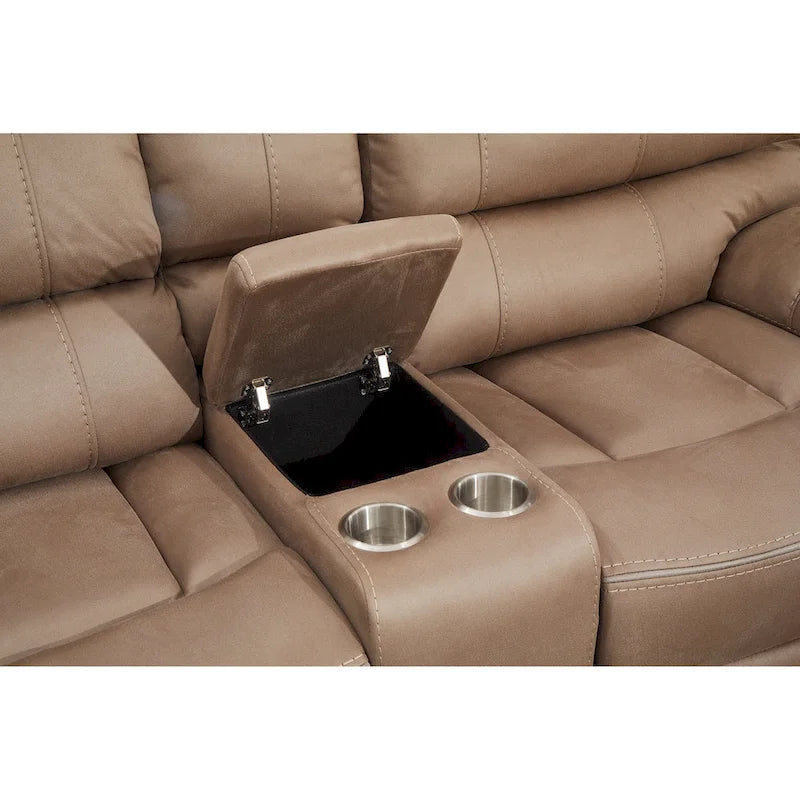 Causeuse 2 places inclinable manuelle en microfibre avec console 8007