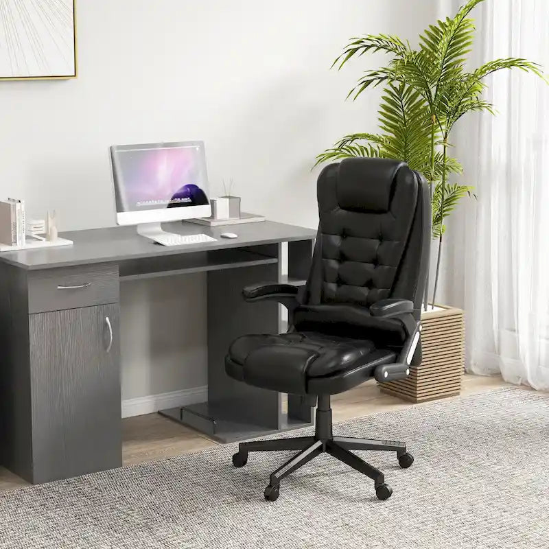 Fauteuil de bureau massant et vibrant à dossier haut avec 6 points de vibration, Beige