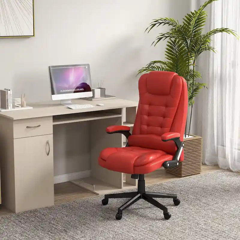 Fauteuil de bureau massant et vibrant à dossier haut avec 6 points de vibration, Beige