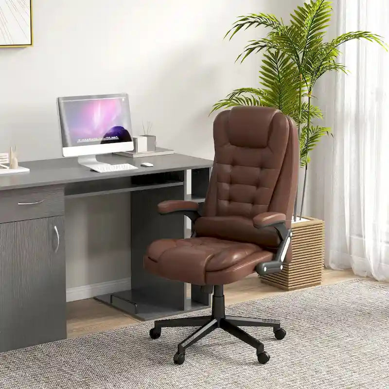 Fauteuil de bureau massant et vibrant à dossier haut avec 6 points de vibration, Beige