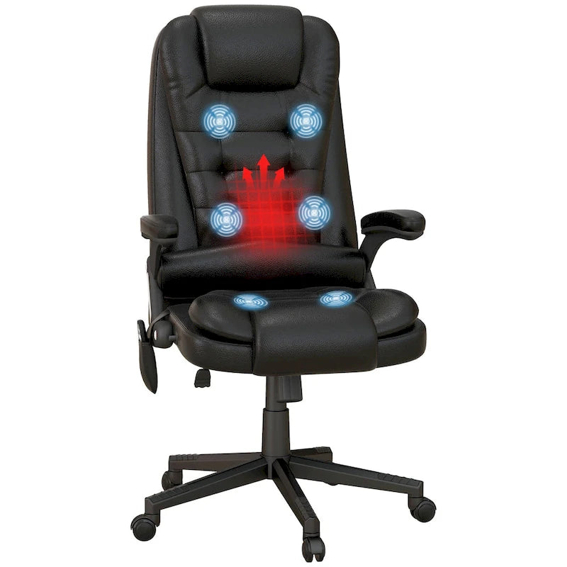 Fauteuil de bureau massant et vibrant à dossier haut avec 6 points de vibration, Beige