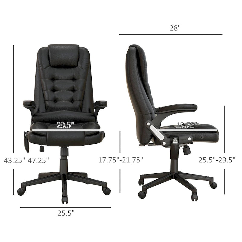 Fauteuil de bureau massant et vibrant à dossier haut avec 6 points de vibration, Beige