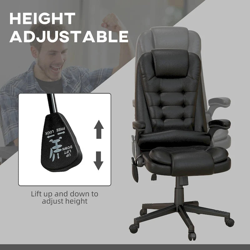 Fauteuil de bureau massant et vibrant à dossier haut avec 6 points de vibration, Beige
