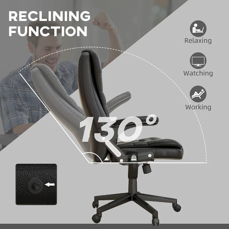Fauteuil de bureau massant et vibrant à dossier haut avec 6 points de vibration, Beige