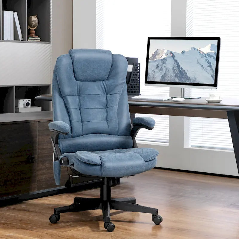 Fauteuil de bureau massant et vibrant à dossier haut avec 6 points de vibration, Beige