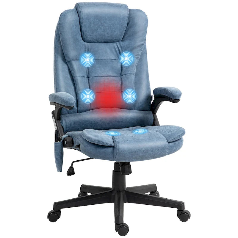 Fauteuil de bureau massant et vibrant à dossier haut avec 6 points de vibration, Beige