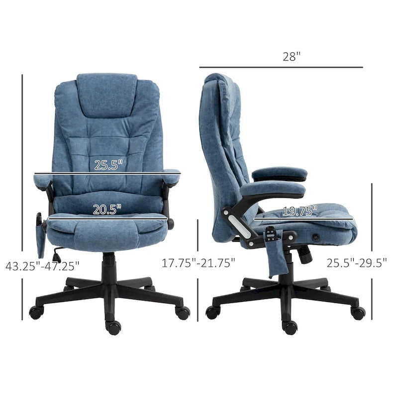 Fauteuil de bureau massant et vibrant à dossier haut avec 6 points de vibration, Beige