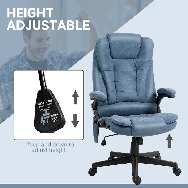 Fauteuil de bureau massant et vibrant à dossier haut avec 6 points de vibration, Beige