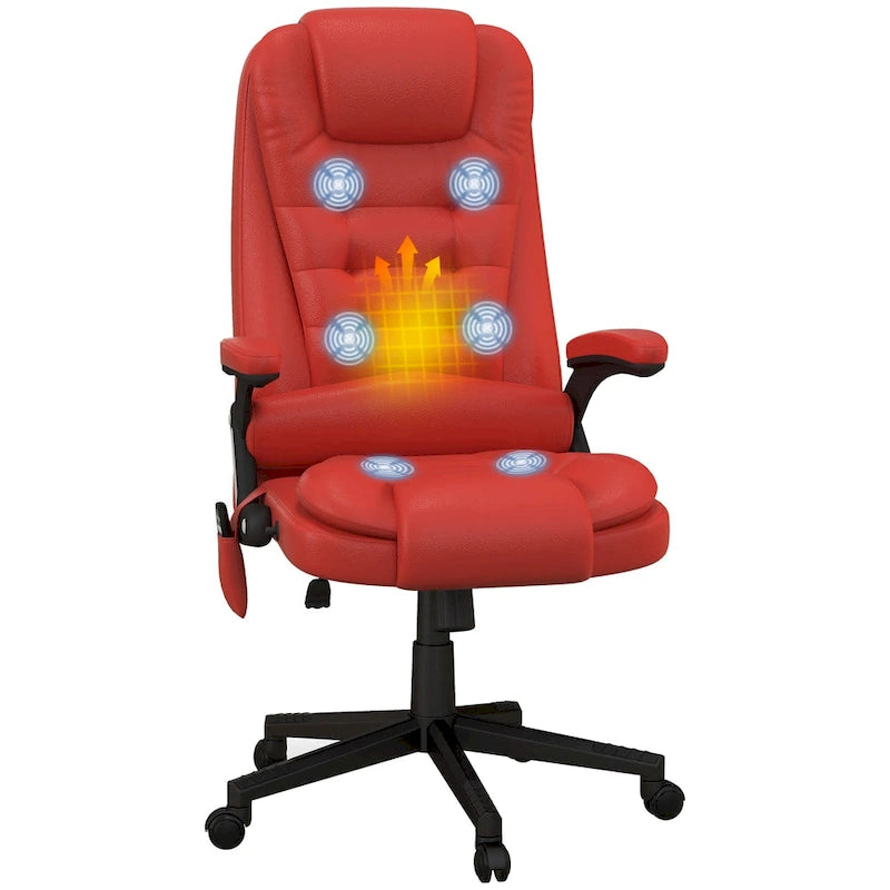 Fauteuil de bureau massant et vibrant à dossier haut avec 6 points de vibration, Beige
