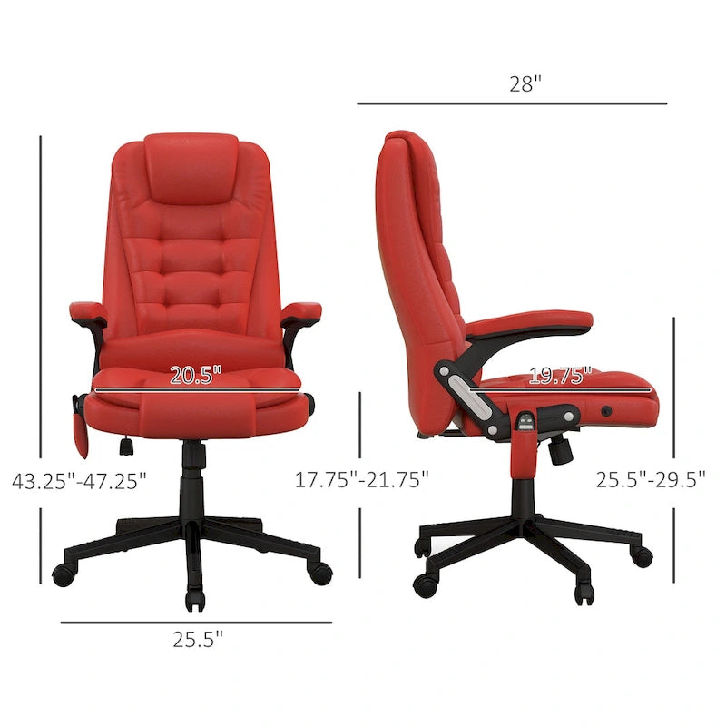 Fauteuil de bureau massant et vibrant à dossier haut avec 6 points de vibration, Beige