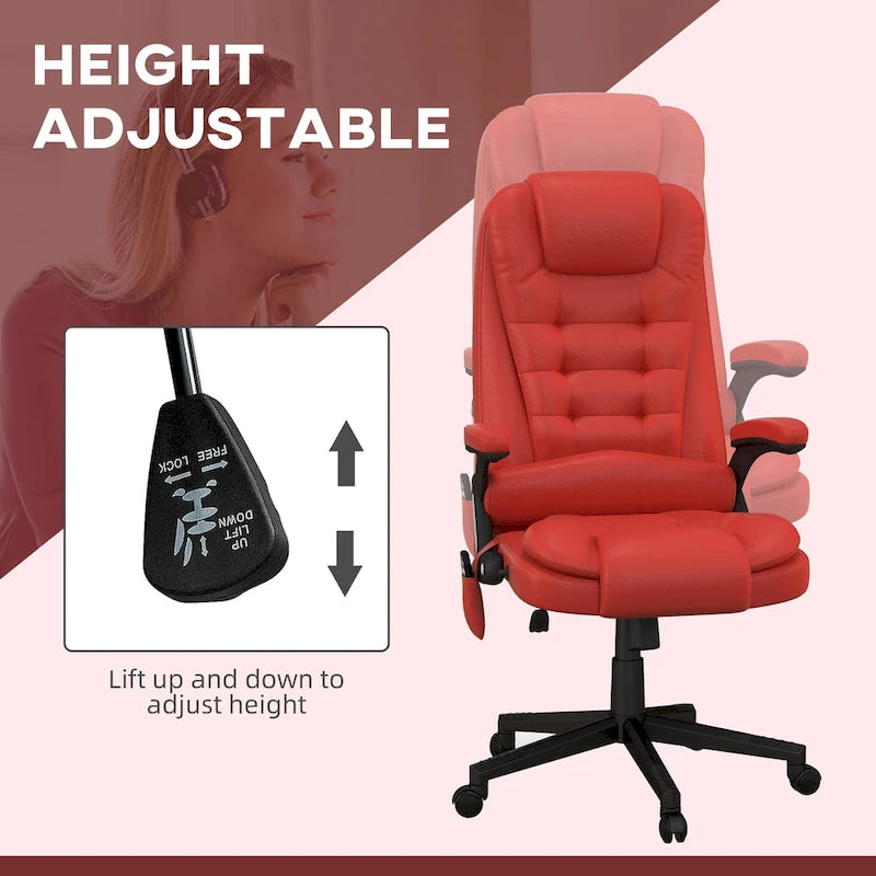 Fauteuil de bureau massant et vibrant à dossier haut avec 6 points de vibration, Beige