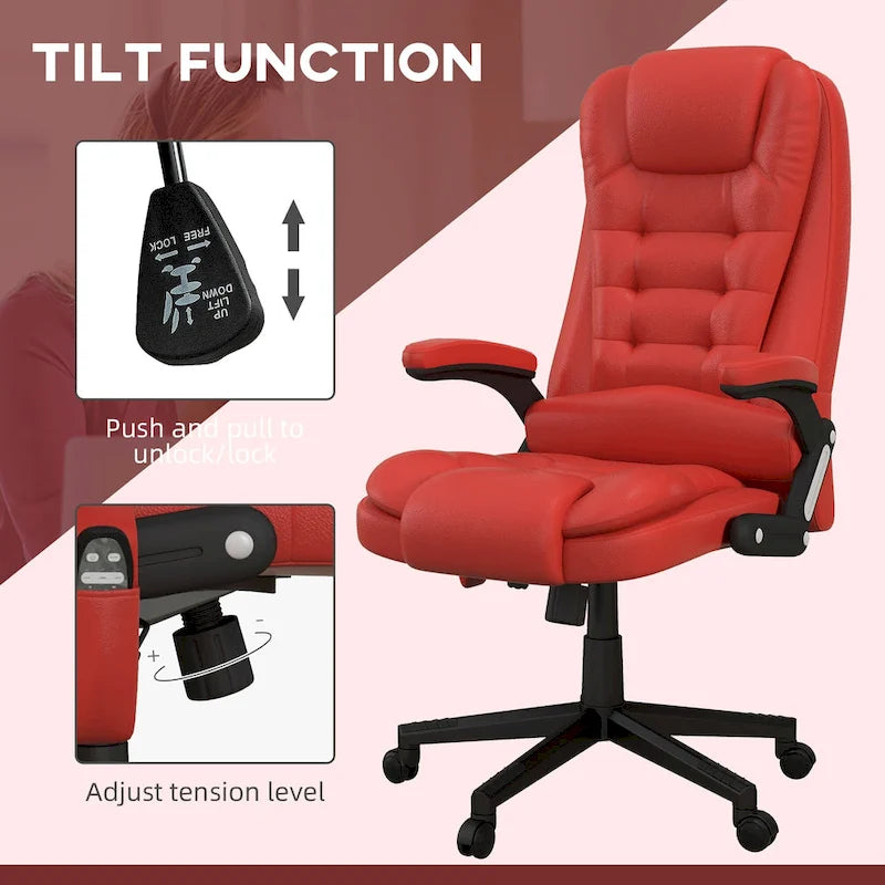 Fauteuil de bureau massant et vibrant à dossier haut avec 6 points de vibration, Beige