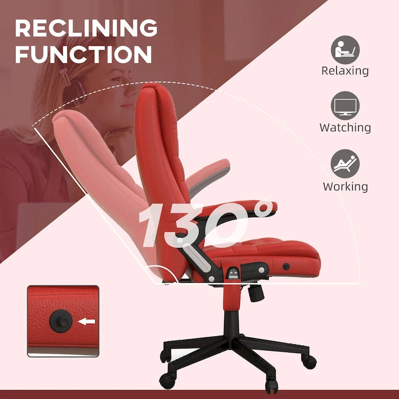 Fauteuil de bureau massant et vibrant à dossier haut avec 6 points de vibration, Beige