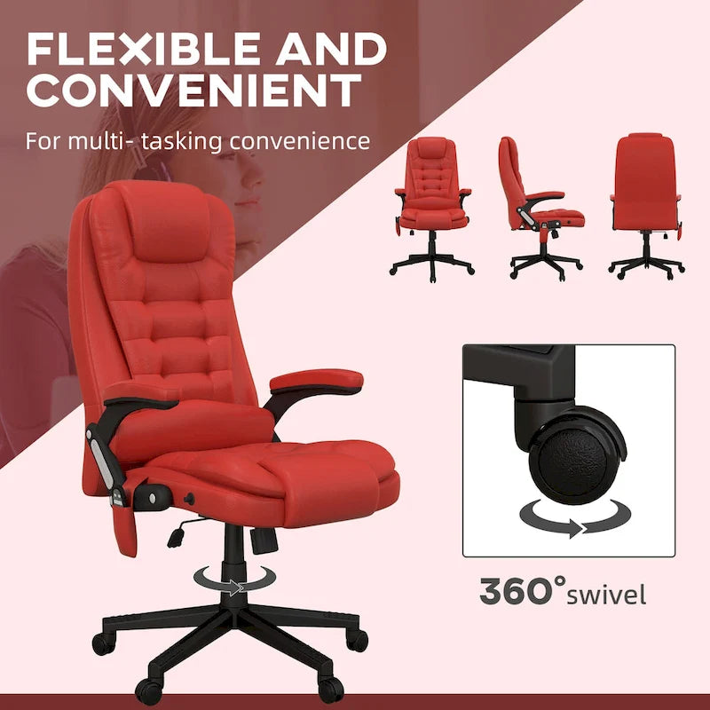 Fauteuil de bureau massant et vibrant à dossier haut avec 6 points de vibration, Beige