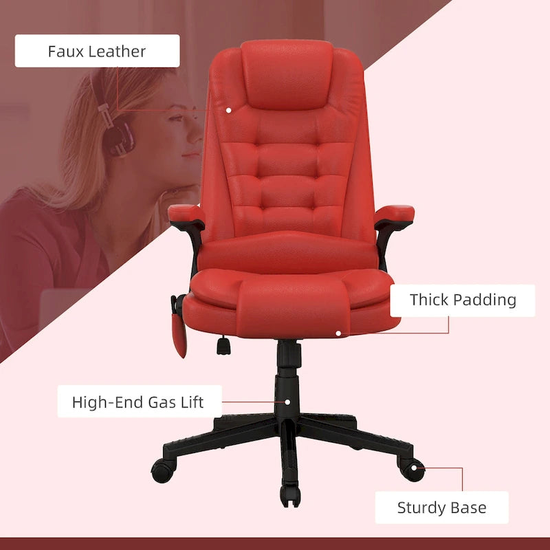 Fauteuil de bureau massant et vibrant à dossier haut avec 6 points de vibration, Beige
