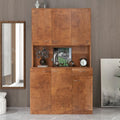 Armoire haute et meuble de cuisine de 180 cm, avec 6 portes, 1 étagère ouverte et 1 tiroir pour chambre à coucher, Noyer