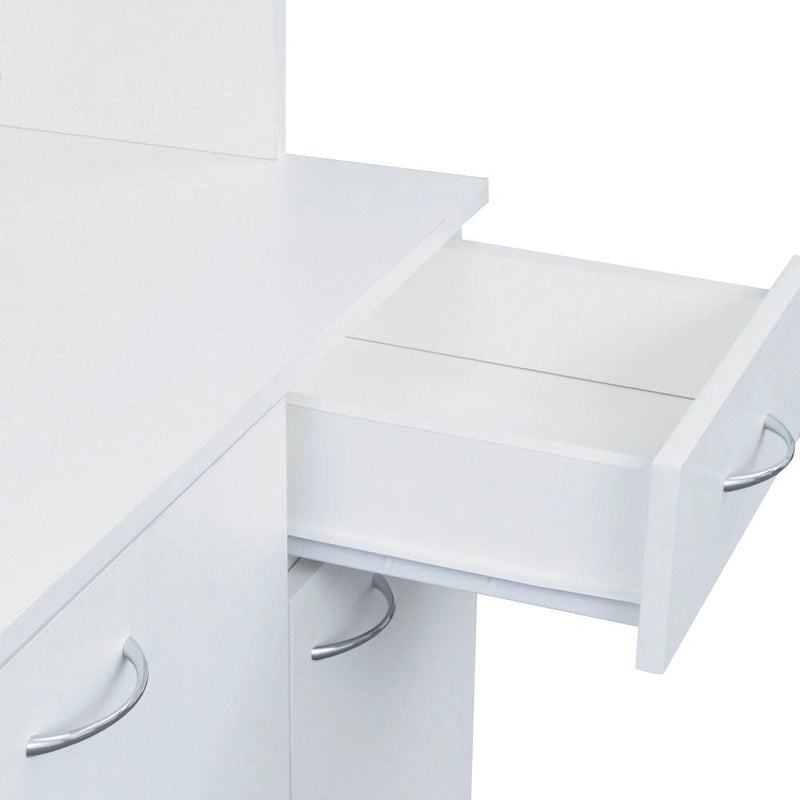 Armoire haute et meuble de cuisine de 180 cm, avec 6 portes, 1 étagère ouverte et 1 tiroir pour chambre à coucher, Noyer