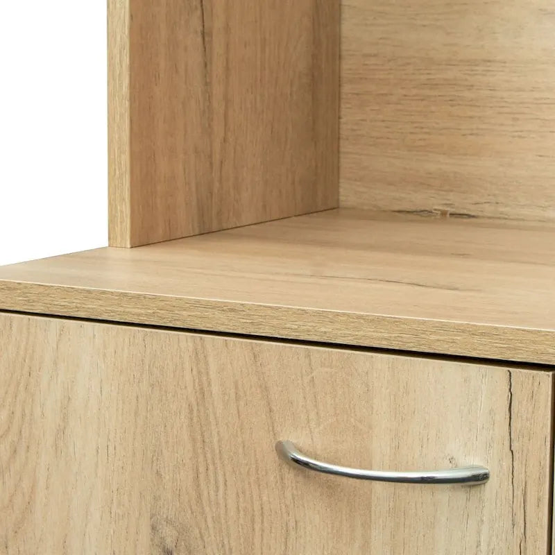 Armoire haute et meuble de cuisine de 180 cm, avec 6 portes, 1 étagère ouverte et 1 tiroir pour chambre à coucher, Noyer