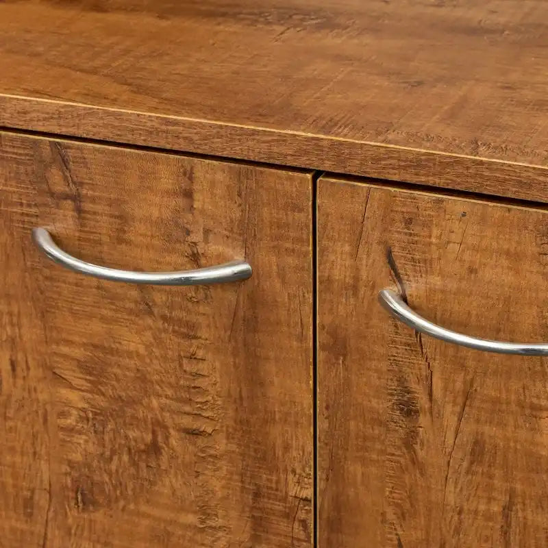 Armoire haute et meuble de cuisine de 180 cm, avec 6 portes, 1 étagère ouverte et 1 tiroir pour chambre à coucher, Noyer