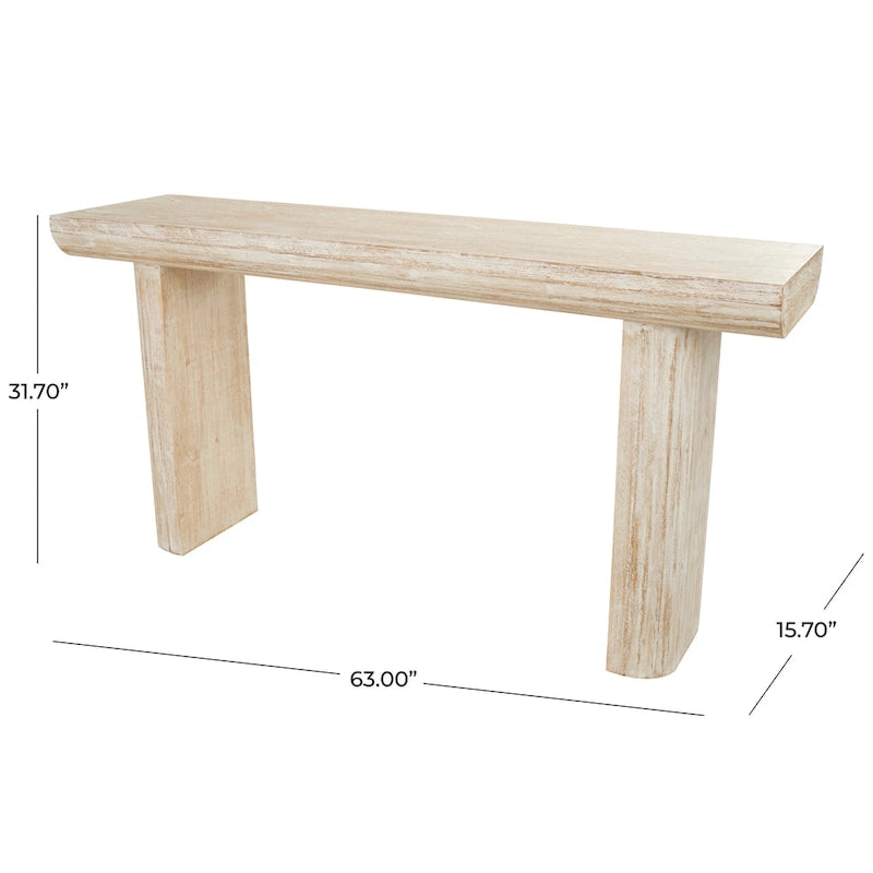Console simple en bois avec pieds carrés – Beige – 16Lx63lx32H