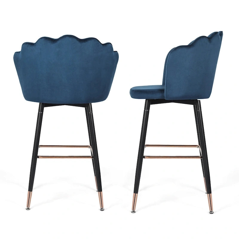 Lot de 2 tabourets de bar en velours, hauteur 42