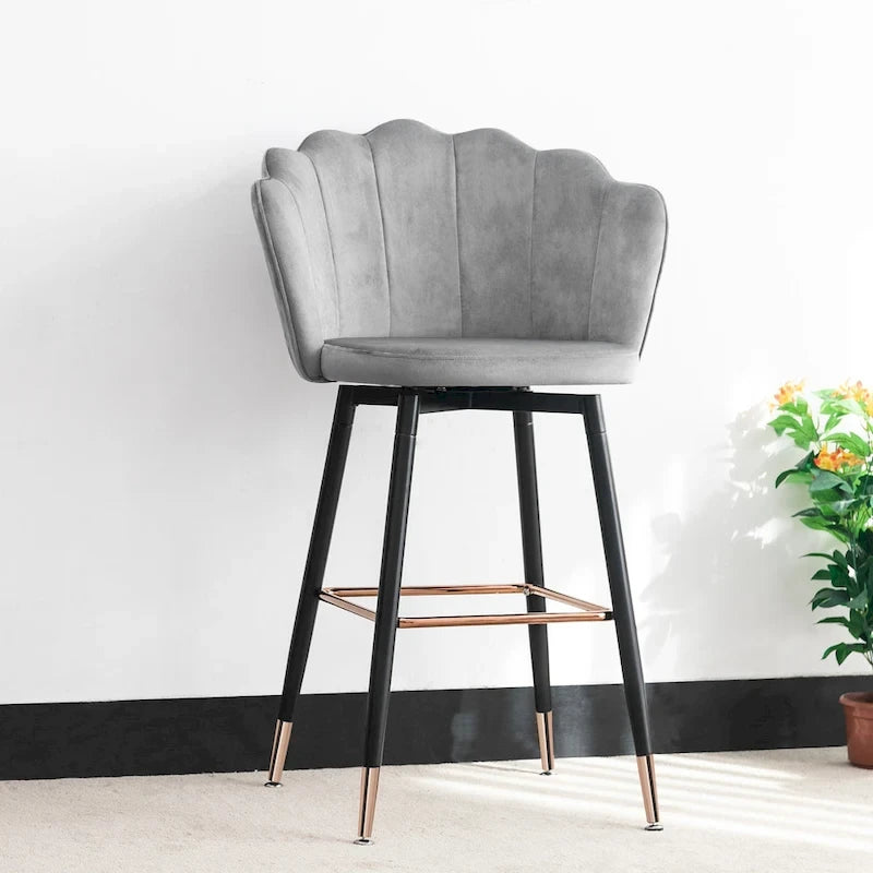 Lot de 2 tabourets de bar en velours, hauteur 42