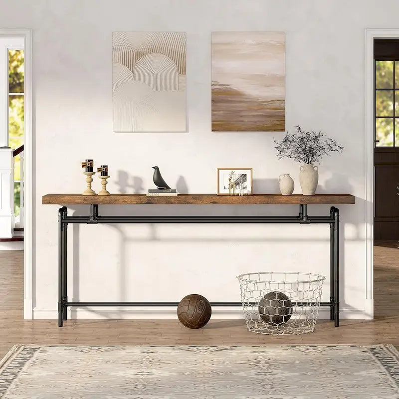 Table console de 70,9 pouces pour salon, table d'entrée en bois