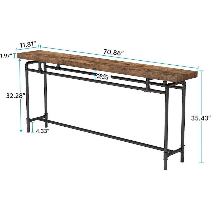 Table console de 70,9 pouces pour salon, table d'entrée en bois