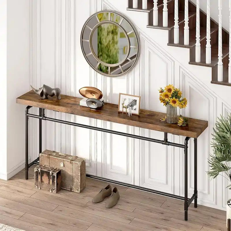 Table console de 70,9 pouces pour salon, table d'entrée en bois