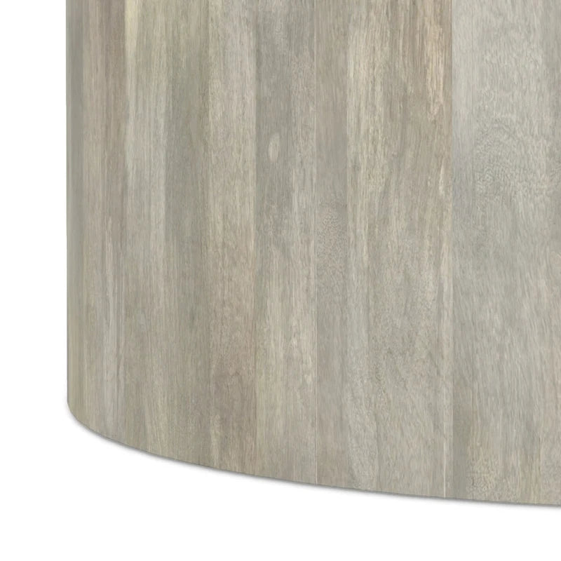 Table basse contemporaine ronde en bois de manguier massif, type tambour, de 36 pouces de large et entièrement assemblée - 36p x 36L x 14H