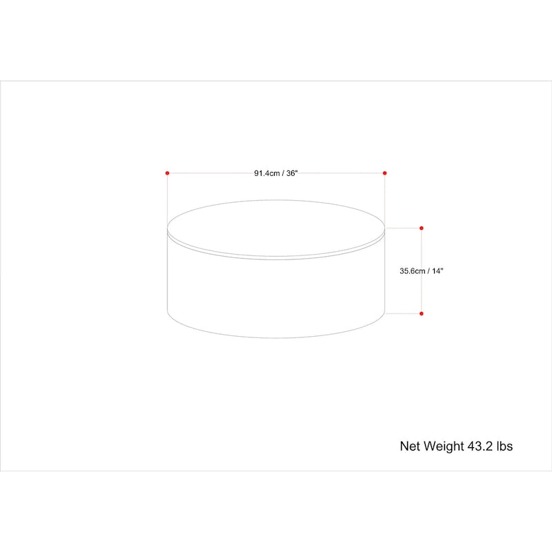 Table basse contemporaine ronde en bois de manguier massif, type tambour, de 36 pouces de large et entièrement assemblée - 36p x 36L x 14H