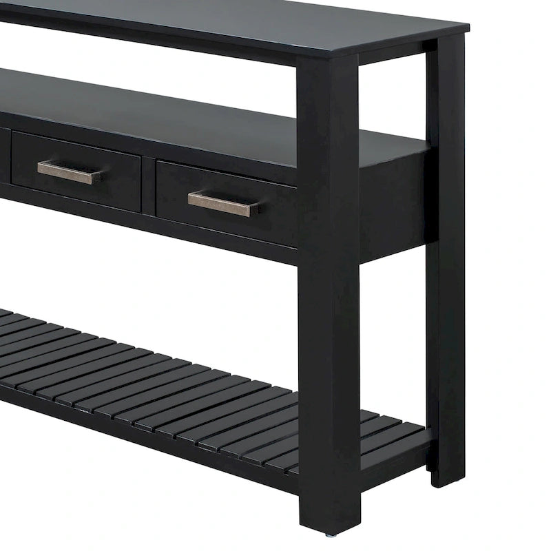 Console moderne pour salon avec 4 tiroirs et 2 étagères