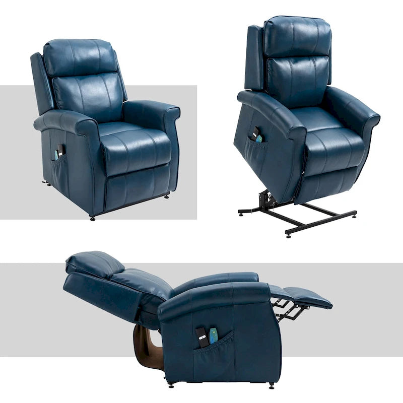 Fauteuil inclinable électrique de relaxation pour personnes âgées en similicuir avec fonction massage