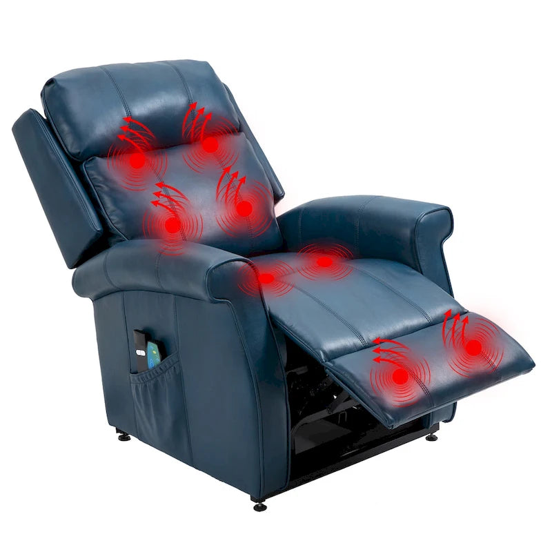 Fauteuil inclinable électrique de relaxation pour personnes âgées en similicuir avec fonction massage