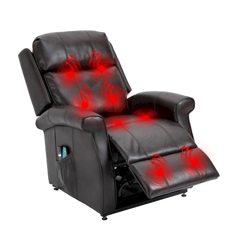 Fauteuil inclinable électrique de relaxation pour personnes âgées en similicuir avec fonction massage