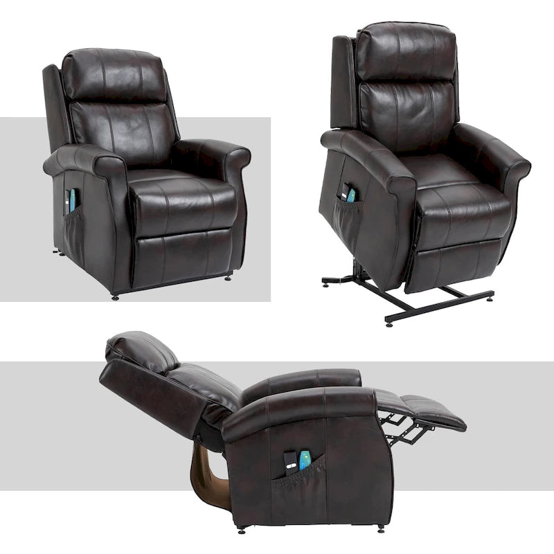 Fauteuil inclinable électrique de relaxation pour personnes âgées en similicuir avec fonction massage