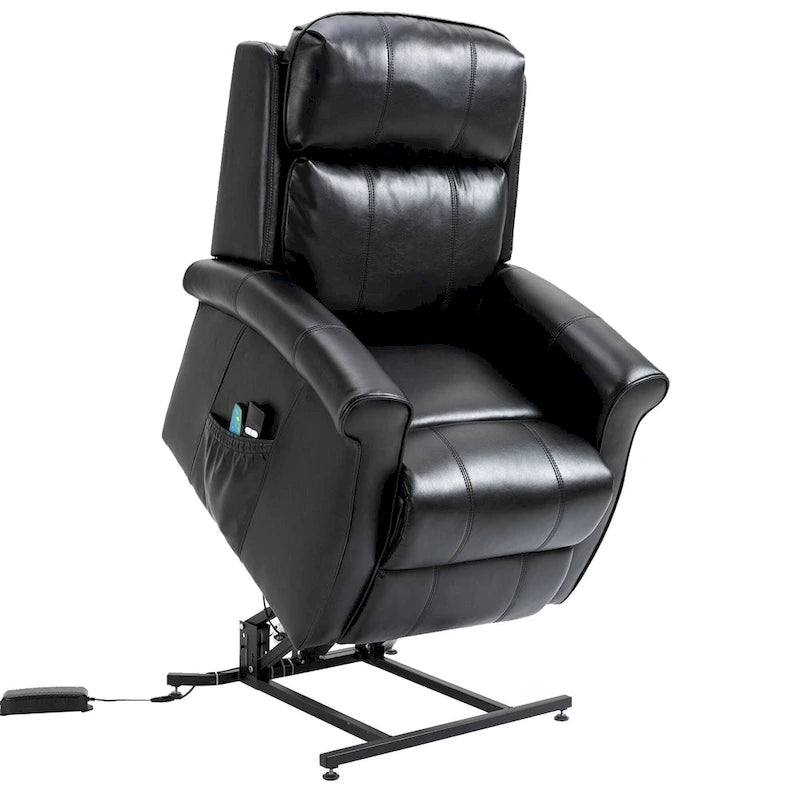 Fauteuil inclinable électrique de relaxation pour personnes âgées en similicuir avec fonction massage
