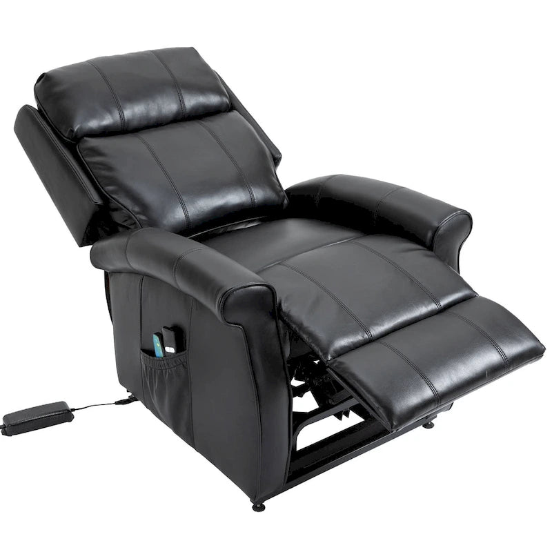 Fauteuil inclinable électrique de relaxation pour personnes âgées en similicuir avec fonction massage
