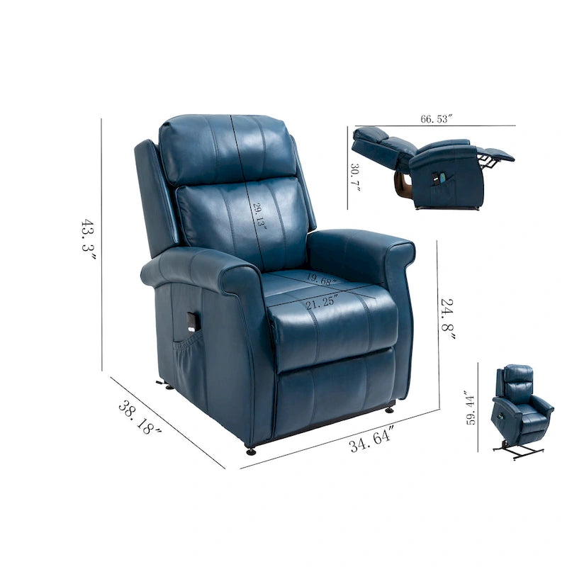 Fauteuil inclinable électrique de relaxation pour personnes âgées en similicuir avec fonction massage