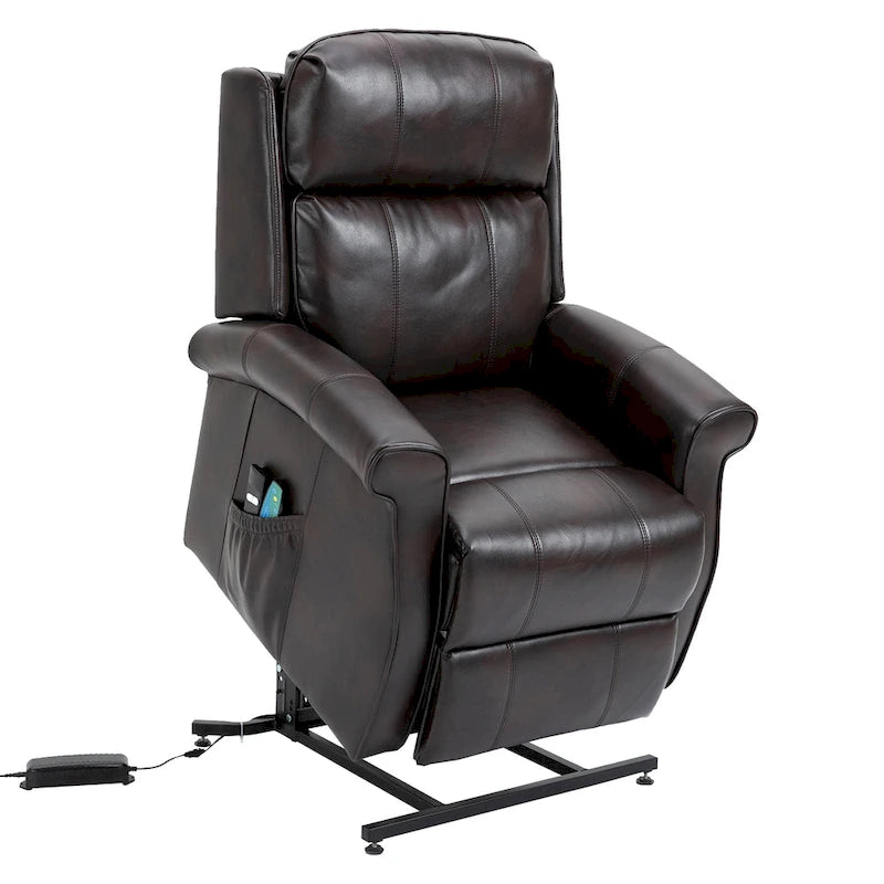 Fauteuil inclinable électrique de relaxation pour personnes âgées en similicuir avec fonction massage